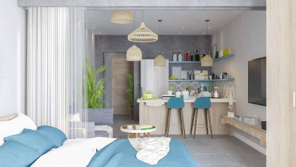 Luxury Apartments for Sale in Sahl Hasheesh: Your Dream Real Estate on the Red Sea - MAMO Property Hurghada Modern one-bedroom apartment interior for sale in Veranda Sahl Hasheesh