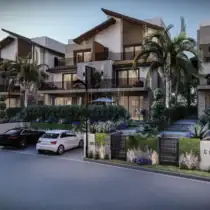 Elegant modern villas with lush landscaping in Hurghada.