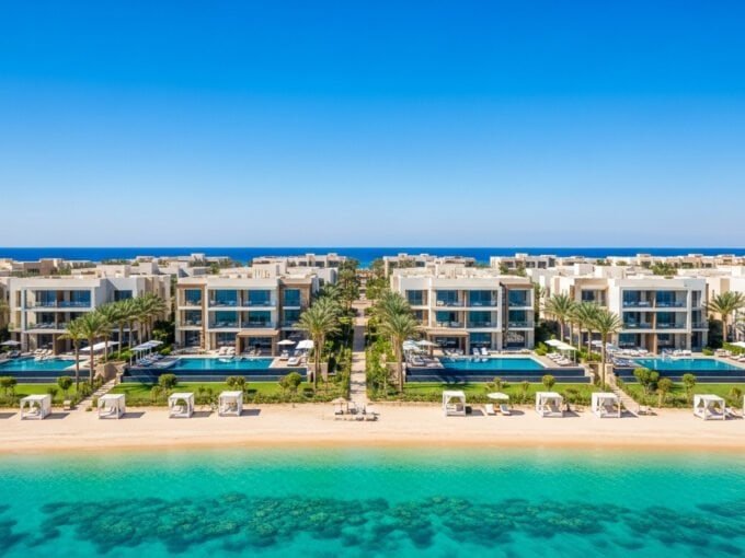 Elegant sea view apartments in Hurghada's beachfront resort.