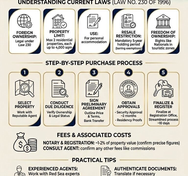 Guide for purchasing property in Hurghada with legal and practical tips.