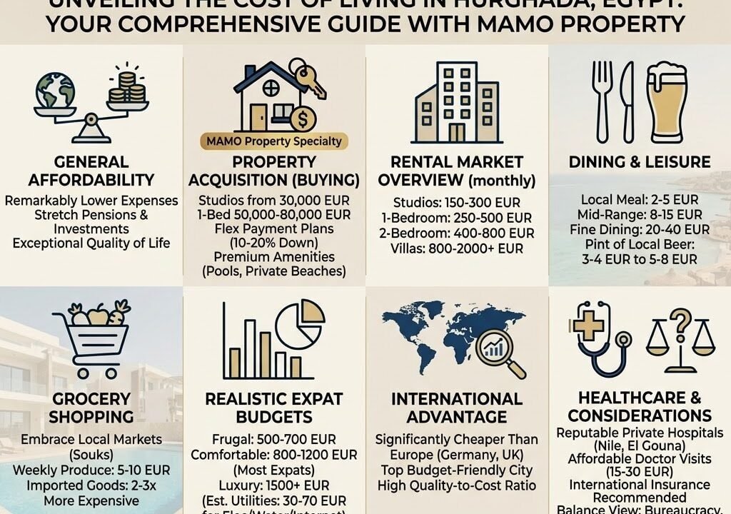 Sea view apartments with pool and resort amenities in Hurghada, Egypt.