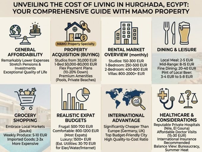 Sea view apartments with pool and resort amenities in Hurghada, Egypt.