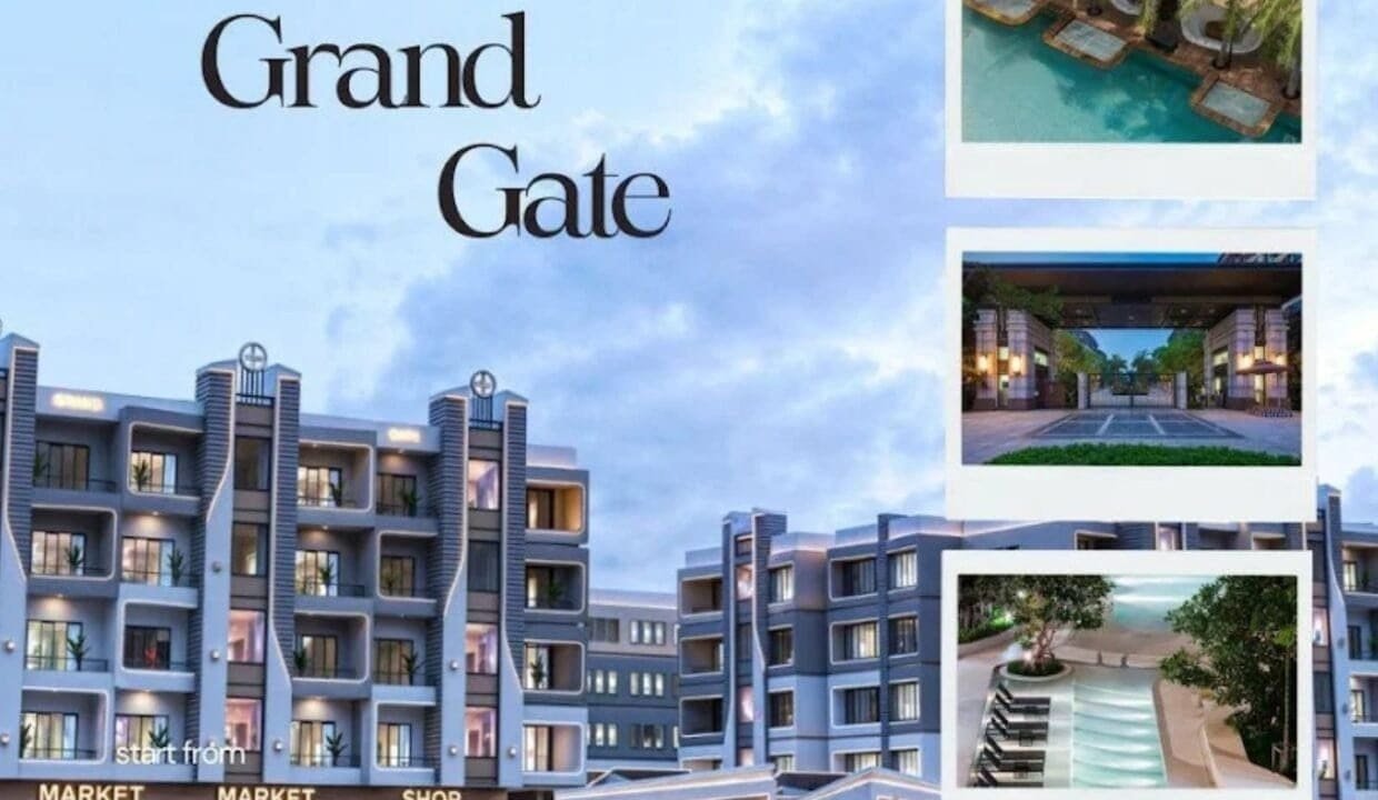 Modern apartment complex with sea views and amenities in Hurghada.