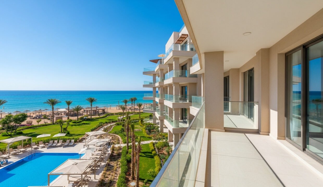 شقق للبيع في الغردقة شاطئية، إطلالة فاخرة على البحر الأحمر، شقق واجهة بحرية في الغردقة.