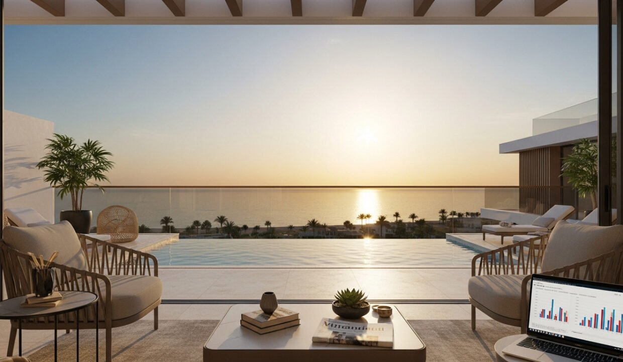 شقة فاخرة بإطلالة على البحر الأحمر في الغردقة، تعكس فرص الاستثمار العقاري للمشترين الأجانب في ظل تأثير الجنيه المصري 2026.