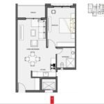 Spacious one-bedroom apartment with a balcony and contemporary furnishings.