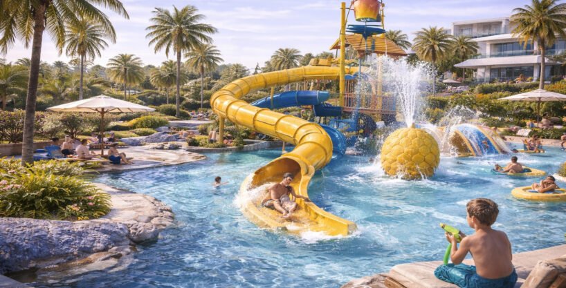 AL Mouj Resort Magawish Hurghada - official resort exterior render showing modern buildings with pools and landscaping