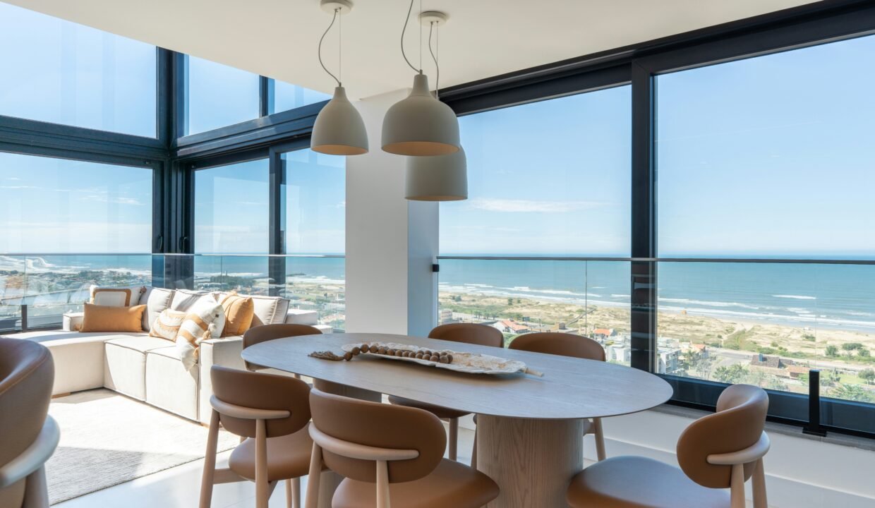 Luxury modern apartment dining area with ocean view in a Hurghada rental property investment.