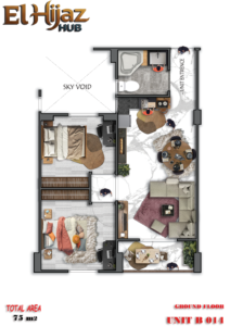 El-Hijaz HUB – 2 Bedrooms – Pool View – 89 m²