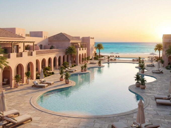 BELLAMAR DELUXE Port Ghalib - Beachfront pool deck with Mediterranean arches