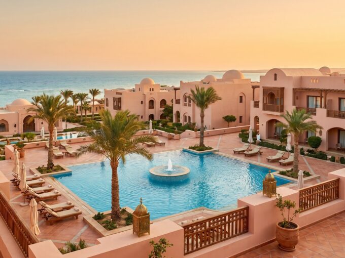 PORT GATE Marsa Alam - Central pool with fountain and Moroccan arches