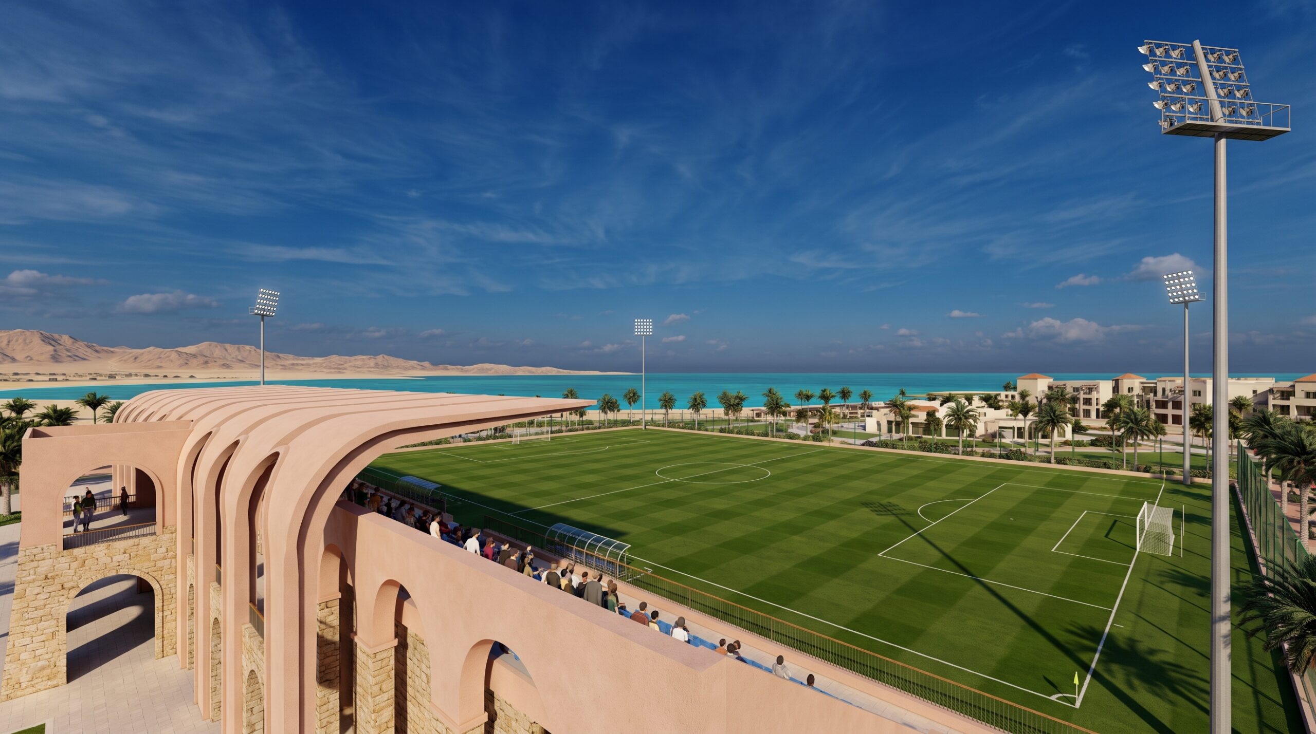 Hurghada Sports Club Al Noor branch - Full-size football pitch with covered grandstand