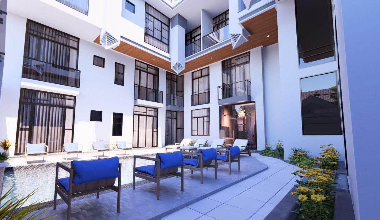 La Vida Magawish — interior pool courtyard render