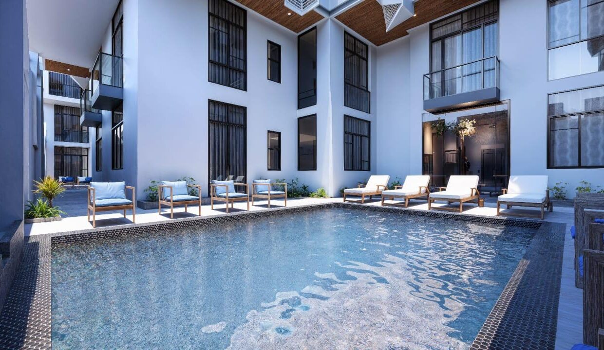 La Vida Magawish — pool deck with sun loungers render
