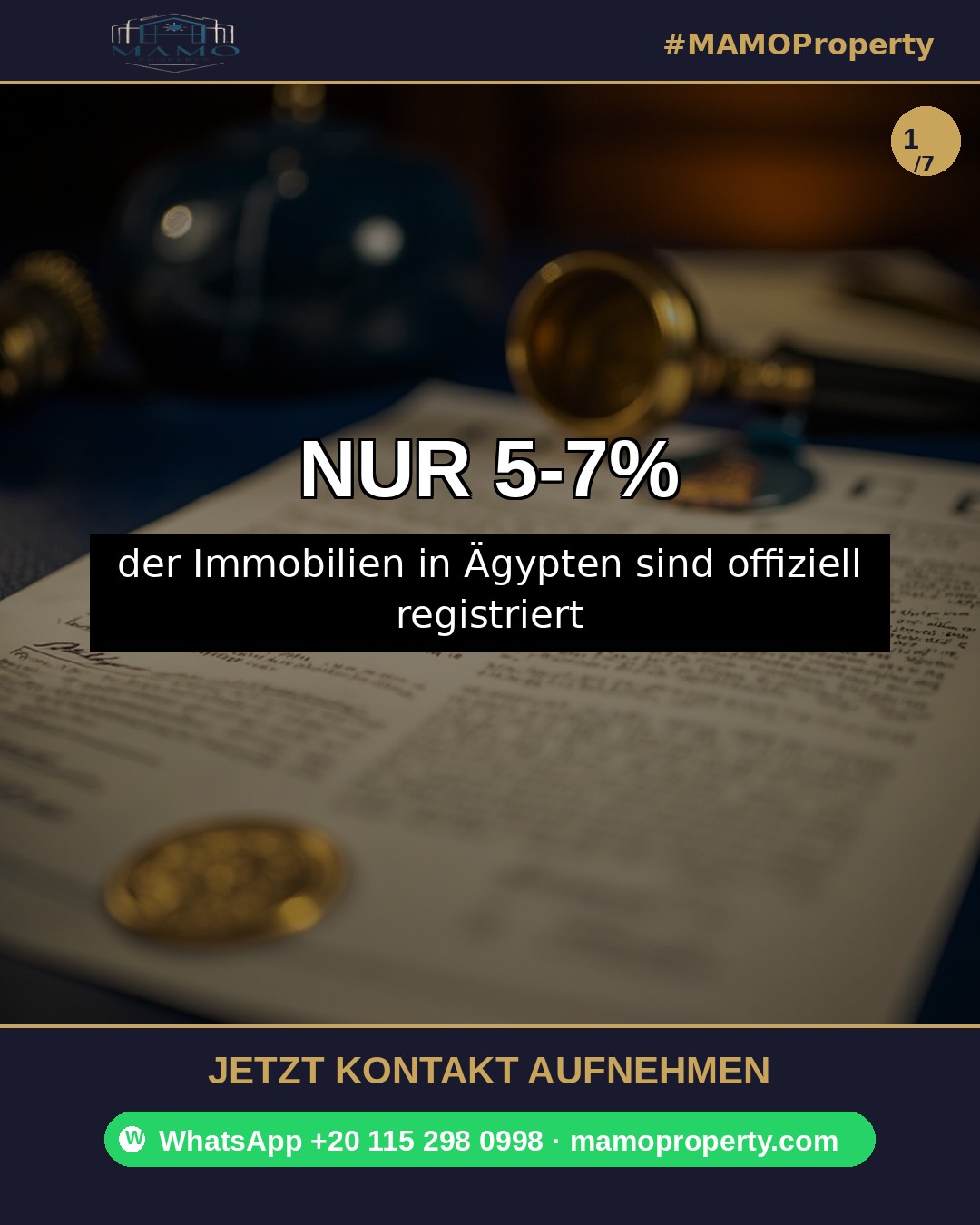 Folie 1 — Ägyptens Immobilien-Registrierungsquote 5–7% — aqarsschool 25. Sep. 2026