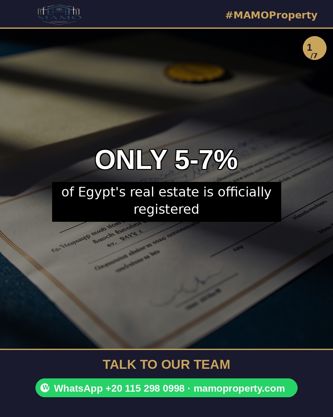 Slide 1 — Egypt property registration rate 5-7% — aqarsschool Sep 25 2026
