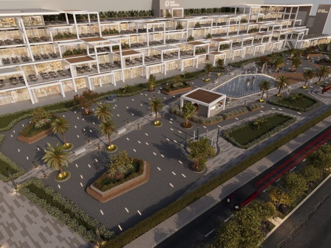 Mall Al-Sokhna — aerial view of the main entrance and plaza