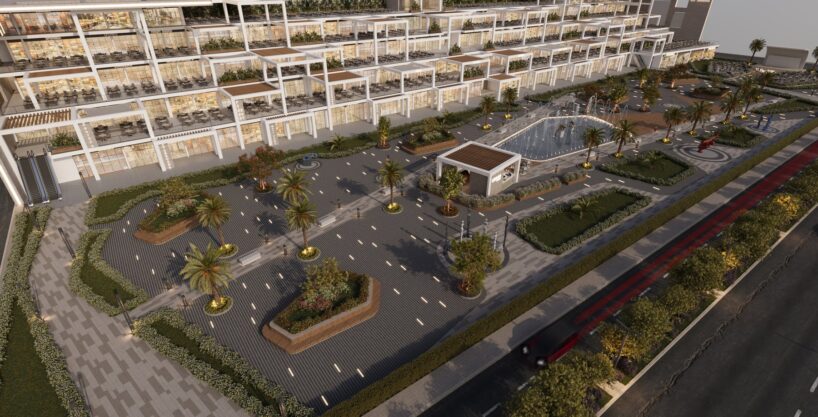 Mall Al-Sokhna — aerial view of the main entrance and plaza