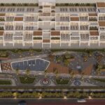 Mall Al-Sokhna — aerial view of the entire retail mall with pool and landscaping