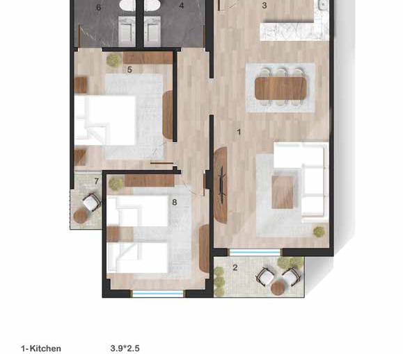 Marina Hills Sokhna — 112 SQM Type A floor plan
