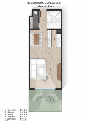 Marina Hills Sokhna — 118 SQM duplex ground floor plan
