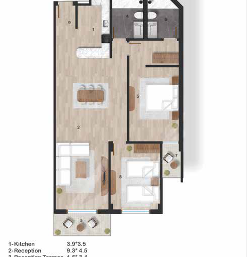 Marina Hills Sokhna — 130 SQM Type C floor plan