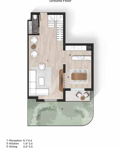 Marina Hills Sokhna — 180 SQM 3-bedroom duplex ground floor plan
