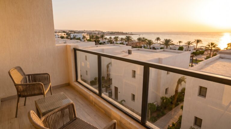 Nefertiti Motel in Hurghada, Egypt - architectural visualisation, balcony view