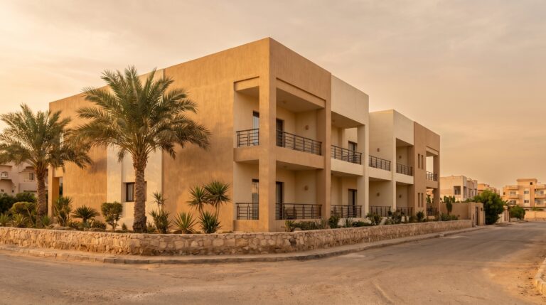 Nefertiti Motel in Hurghada, Egypt - architectural visualisation, corner view