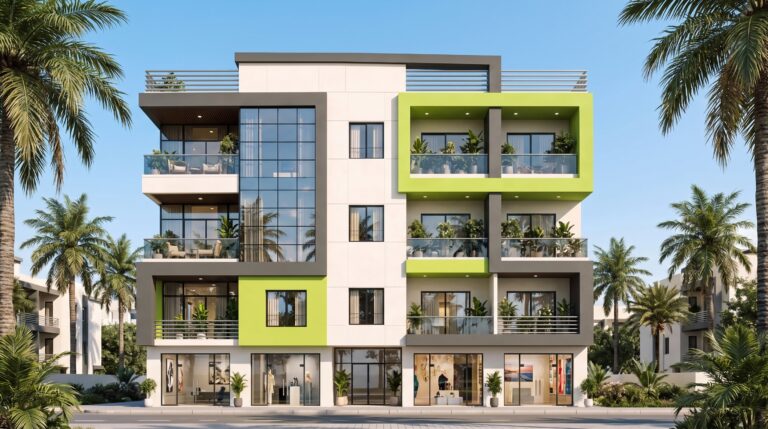 Kawser District residential building in Hurghada, Egypt - architectural visualisation, front elevation