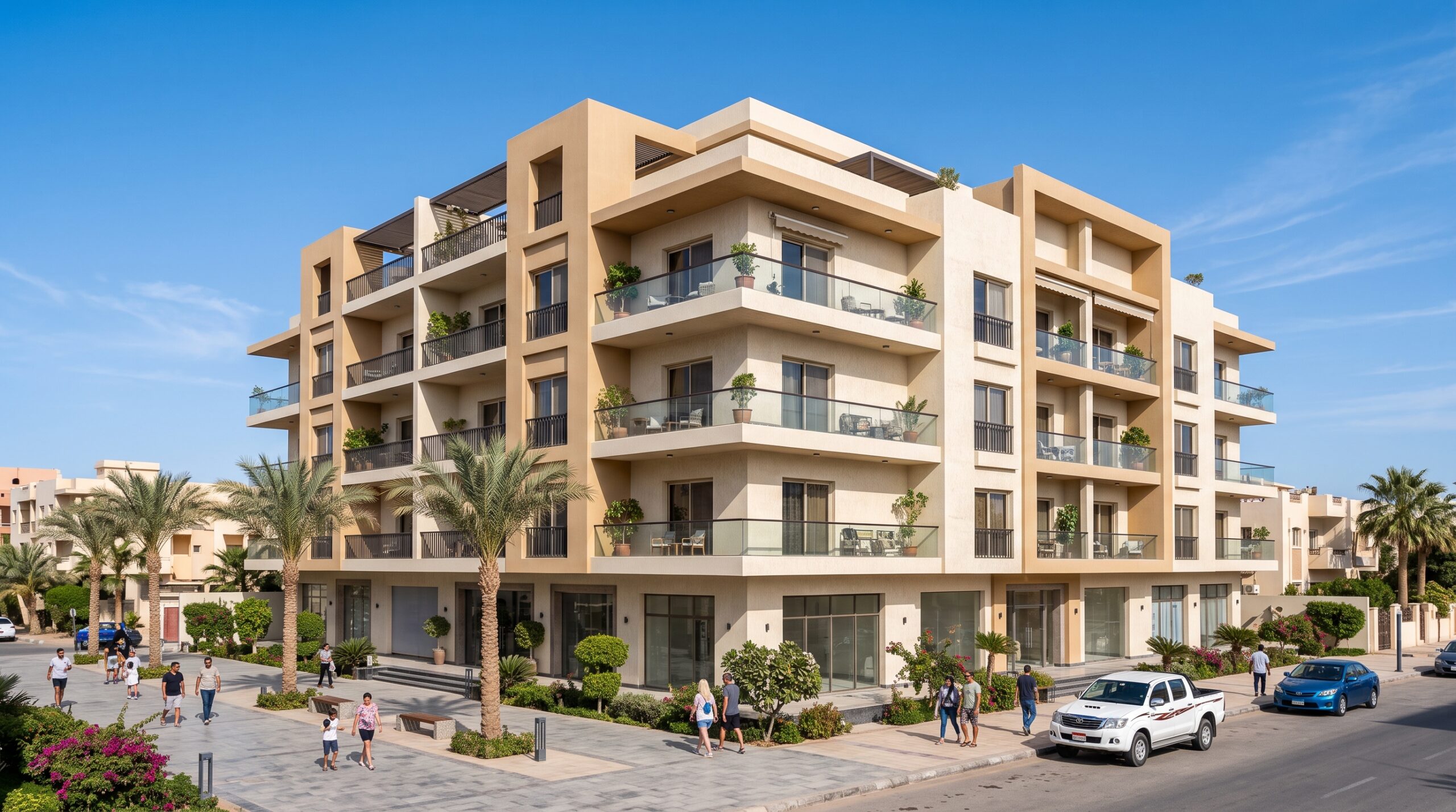Sama Heights in Hurghada, Egypt - architectural visualisation, corner view