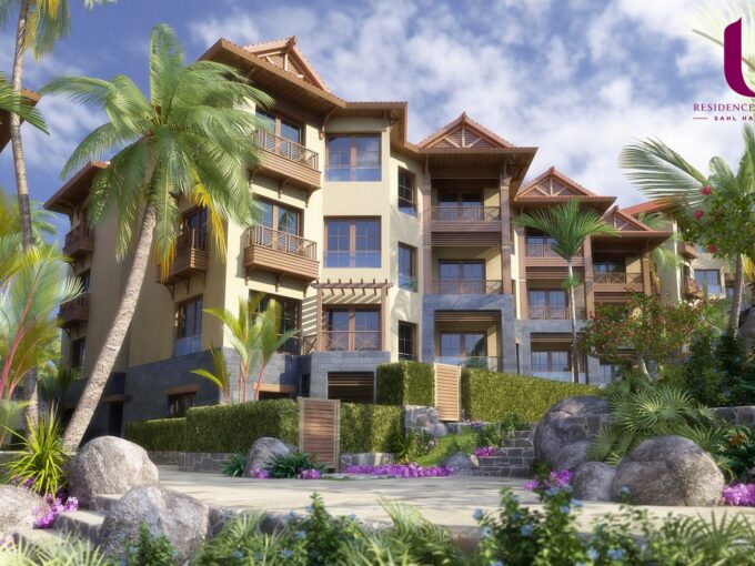 3D exterior view of the U Residences & Hotel Sahl Hasheesh tropical blocks
