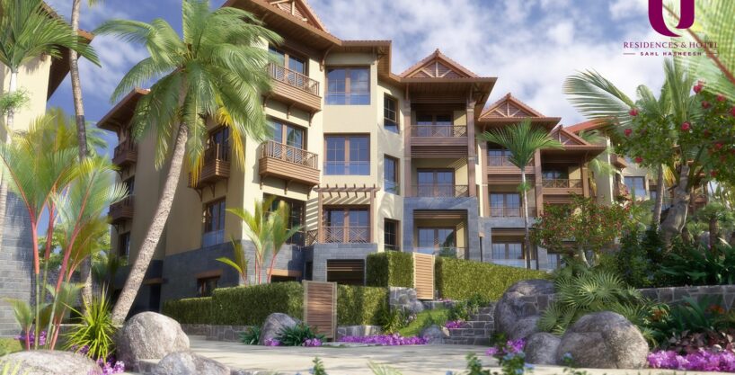 3D exterior view of the U Residences & Hotel Sahl Hasheesh tropical blocks